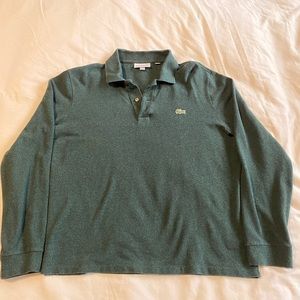 Lacoste Green Long Sleeve Polo Size 4 (Medium)